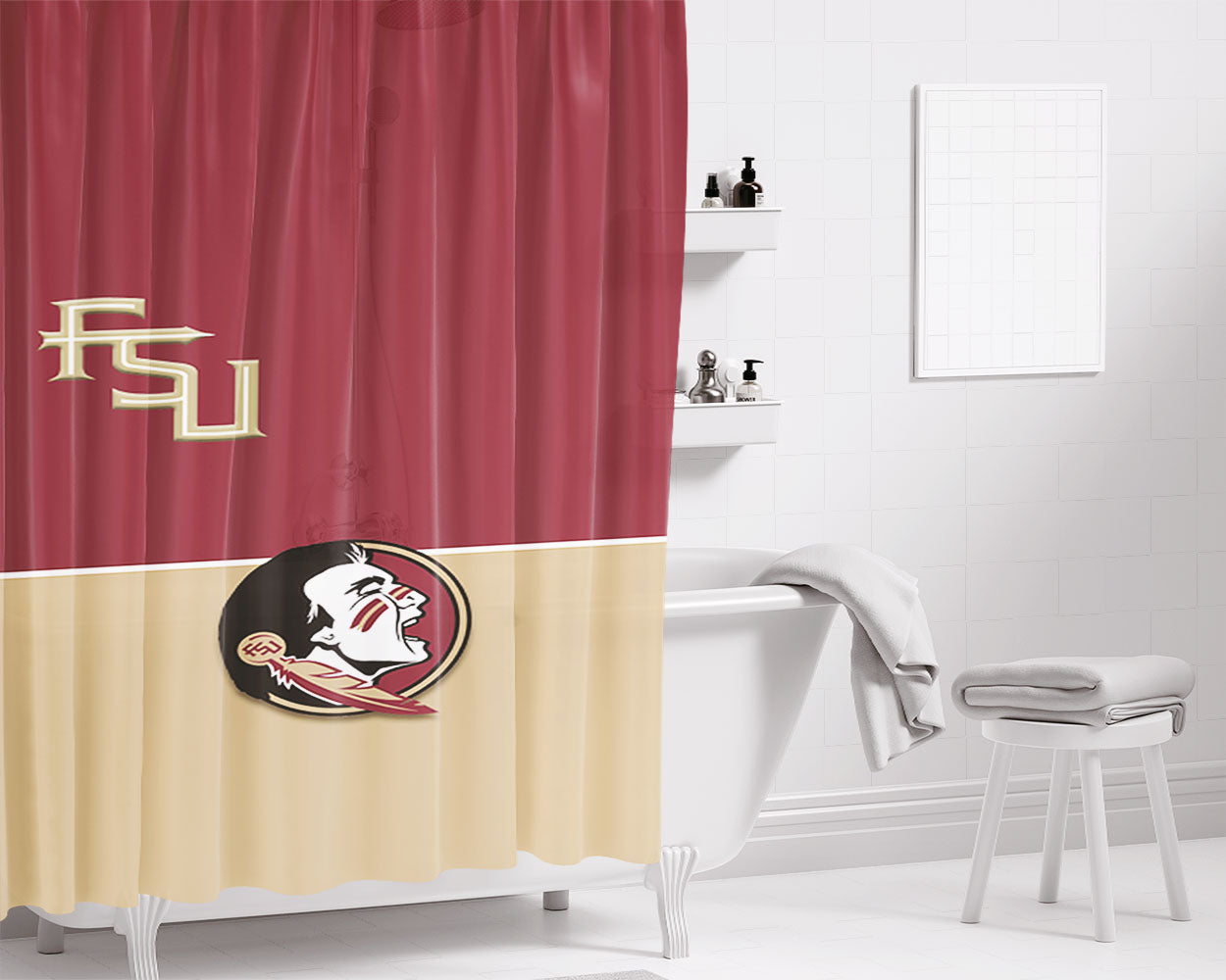 Fs Seminoles Minimalist Wallpaper Bathroom Shower Curtain Fabric Waterproof | 66 X 72 Inch