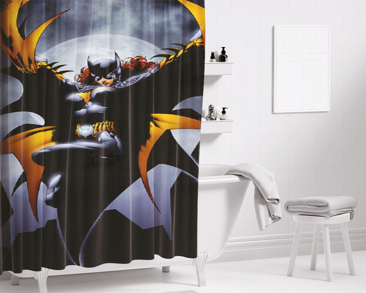 Full Moon Batgirl Dc Bathroom Shower Curtain Fabric Waterproof | 66 X 72 Inch