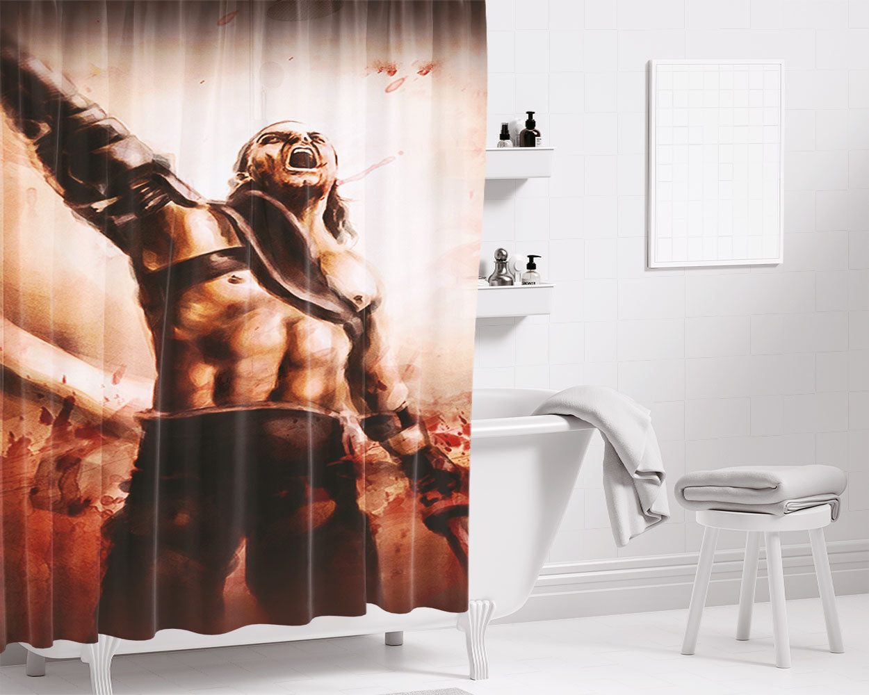 Gannicus Epic Spartacus Show Bathroom Shower Curtain Fabric Waterproof | 66 X 72 Inch