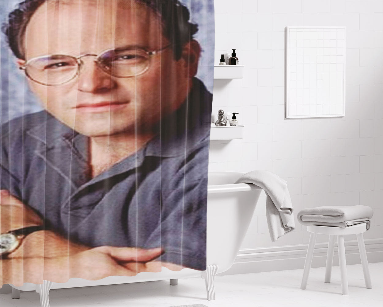 George Costanza Portrait Bathroom Shower Curtain Fabric Waterproof | 66 X 72 Inch