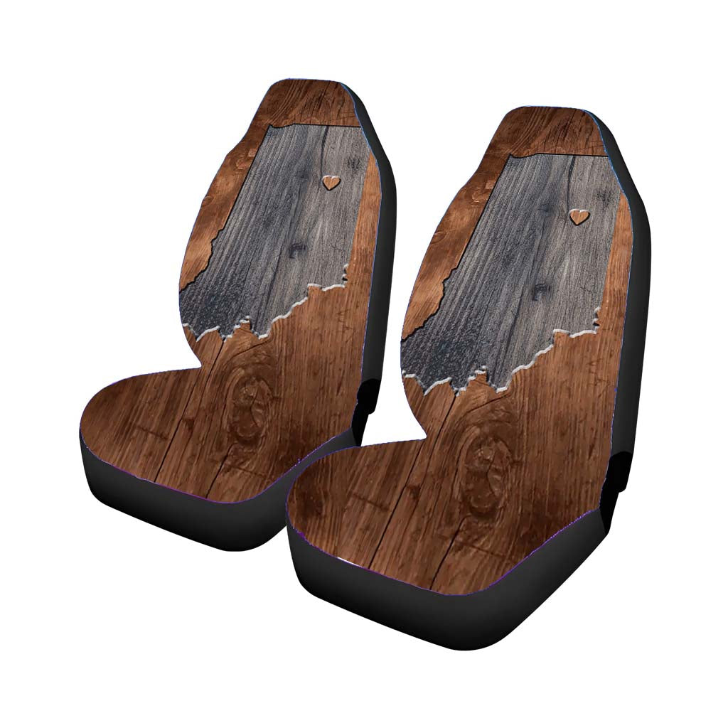 Indiana States Map Two Tone Wood Texture Car Seat Covers