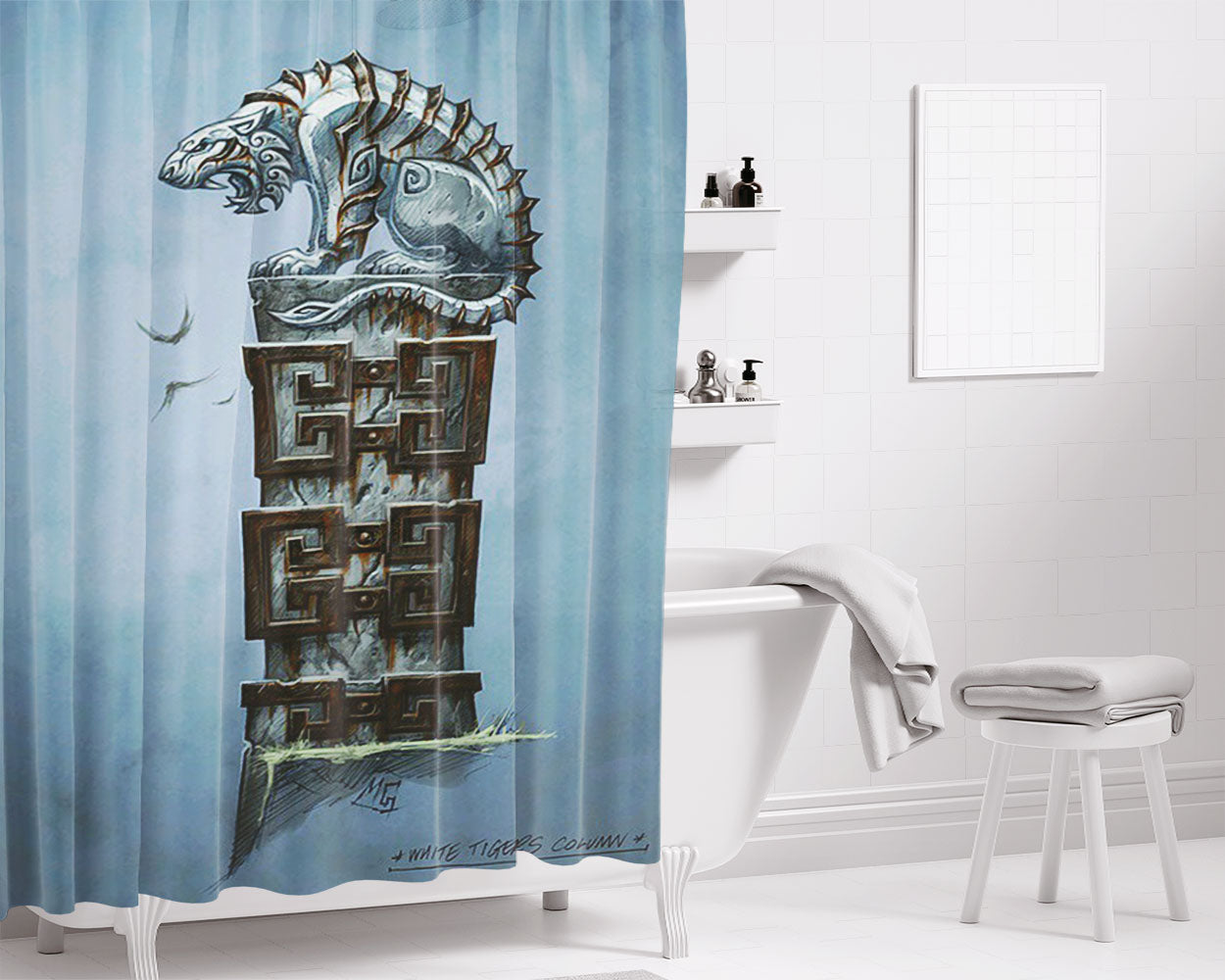 Tiger 4 Bathroom Shower Curtain Fabric Waterproof | 66 X 72 Inch
