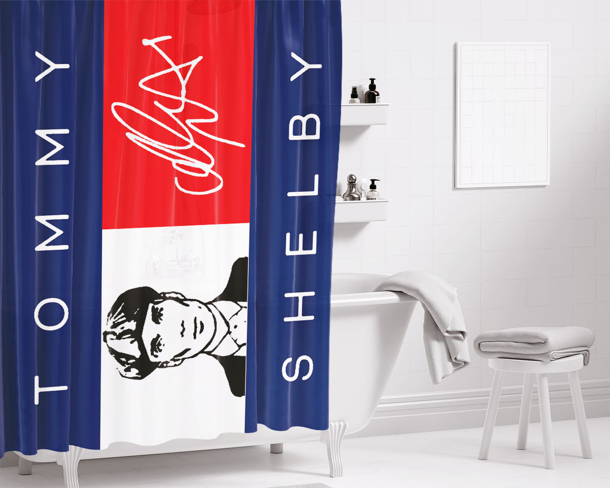 Tommy Hilfiger Marble Bathroom Shower Curtain Fabric Waterproof | 66 X 72 Inch