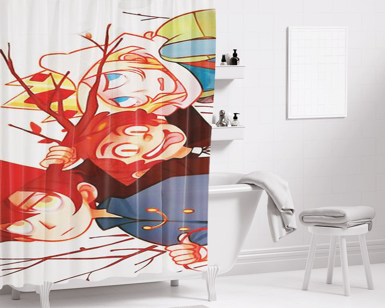 Bad End Friends Bathroom Shower Curtain Fabric Waterproof | 66 X 72 Inch