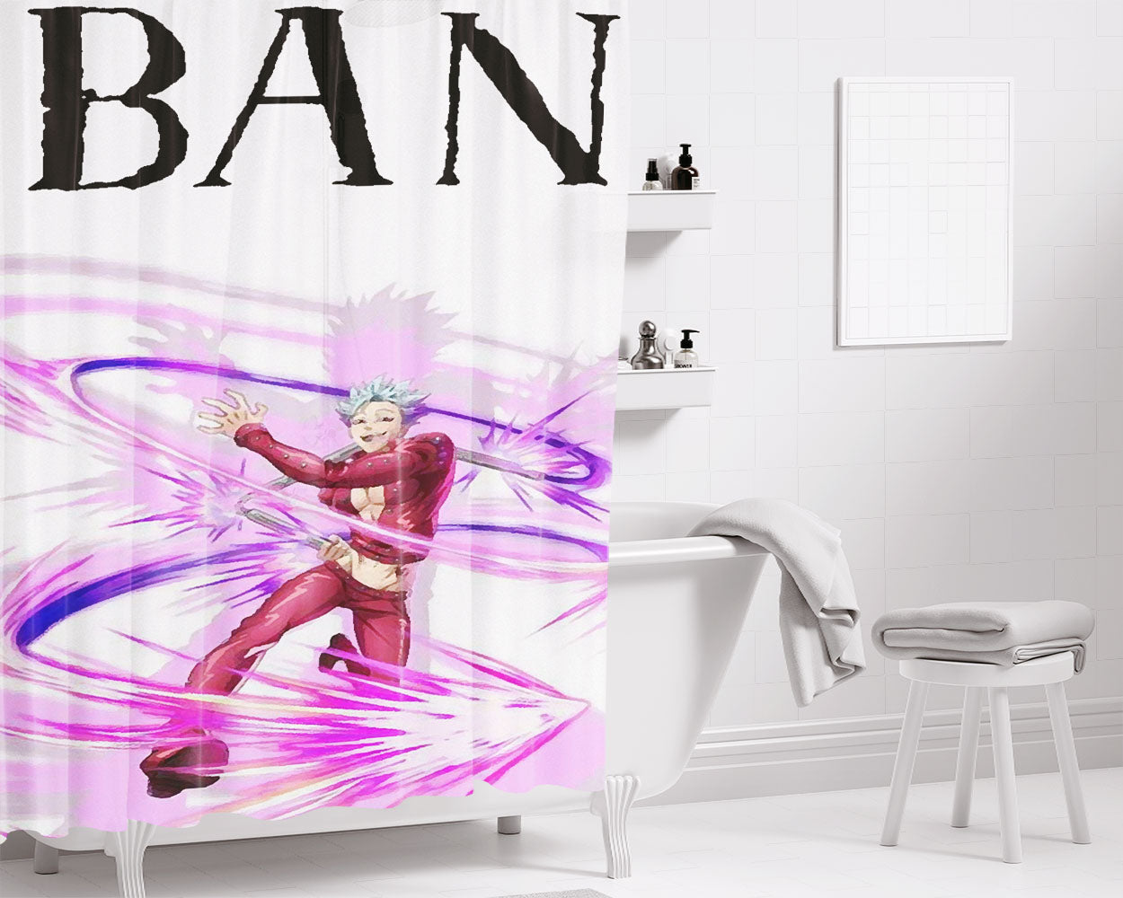 Ban Power Wallpaper Nanatsu No Taizai Bathroom Shower Curtain Fabric Waterproof | 66 X 72 Inch