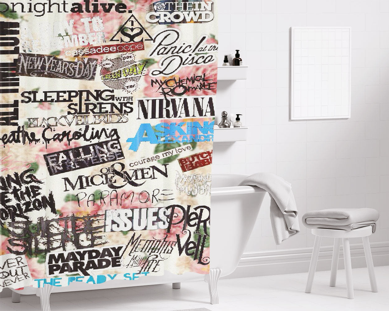 Band Logo Col Bathroom Shower Curtain Fabric Waterproof | 66 X 72 Inch
