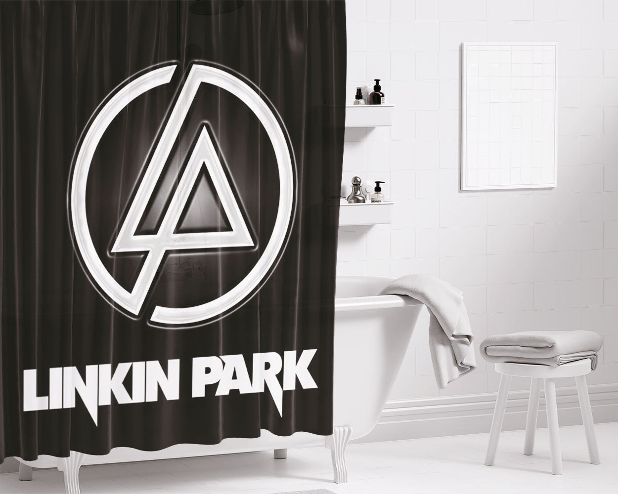 Band Rock Logo Popular Bathroom Shower Curtain Fabric Waterproof | 66 X 72 Inch