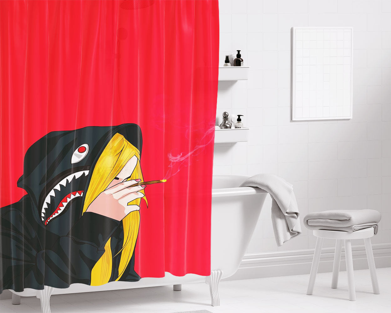 Bape Art Bathroom Shower Curtain Fabric Waterproof | 66 X 72 Inch