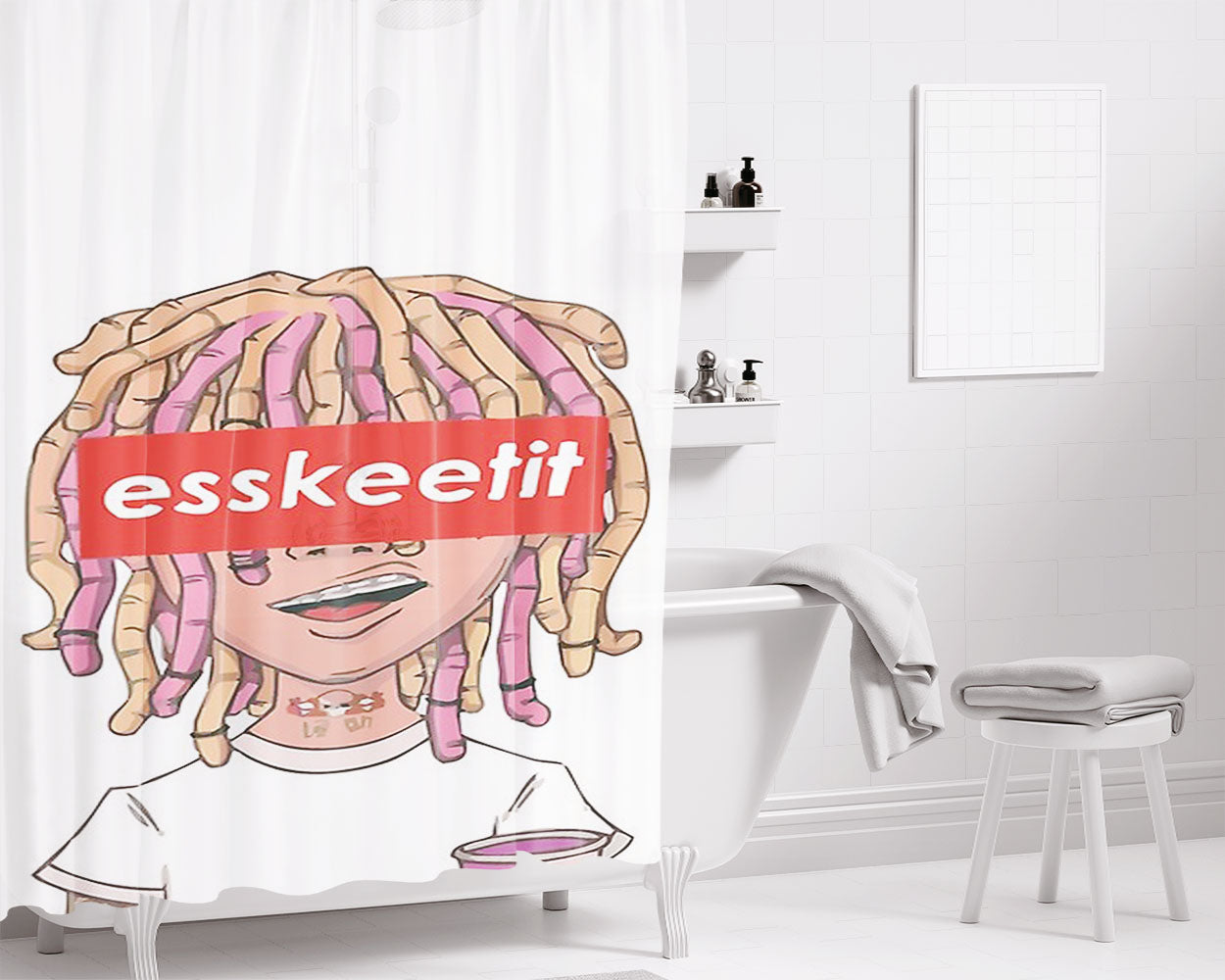 Bape Esskeetit Bathroom Shower Curtain Fabric Waterproof | 66 X 72 Inch