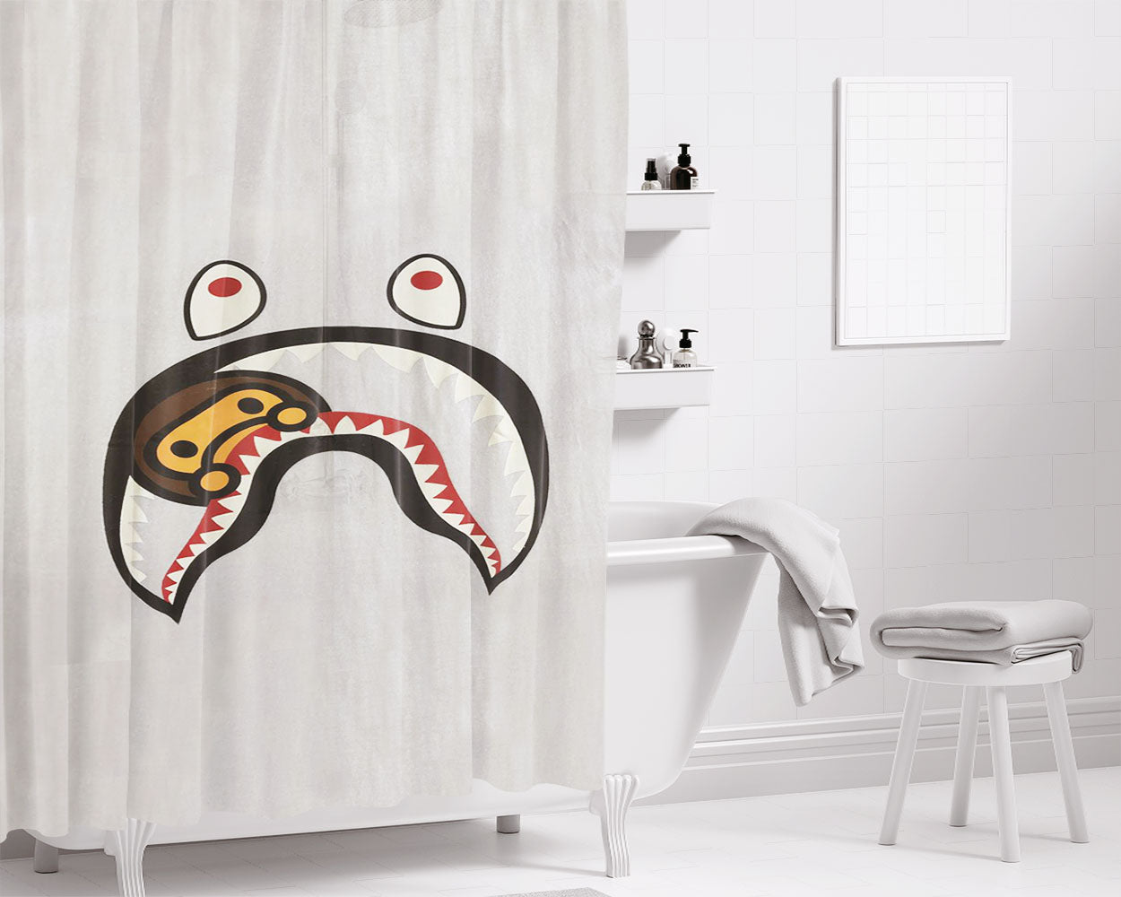 Bape Milo Shark Bathroom Shower Curtain Fabric Waterproof | 66 X 72 Inch