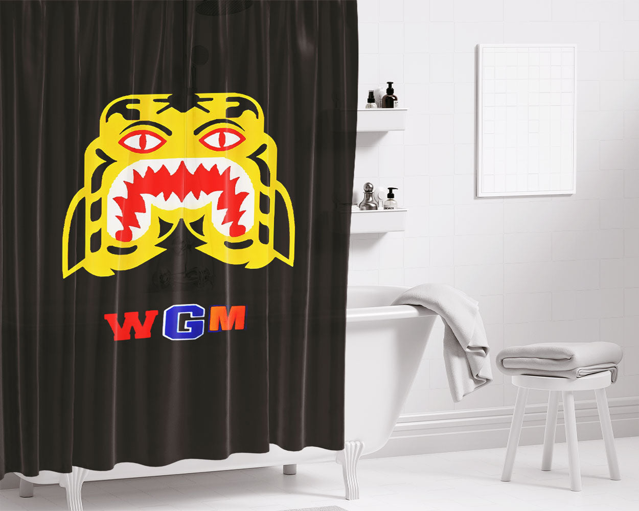 Bape Wgm Tiger Bathroom Shower Curtain Fabric Waterproof | 66 X 72 Inch