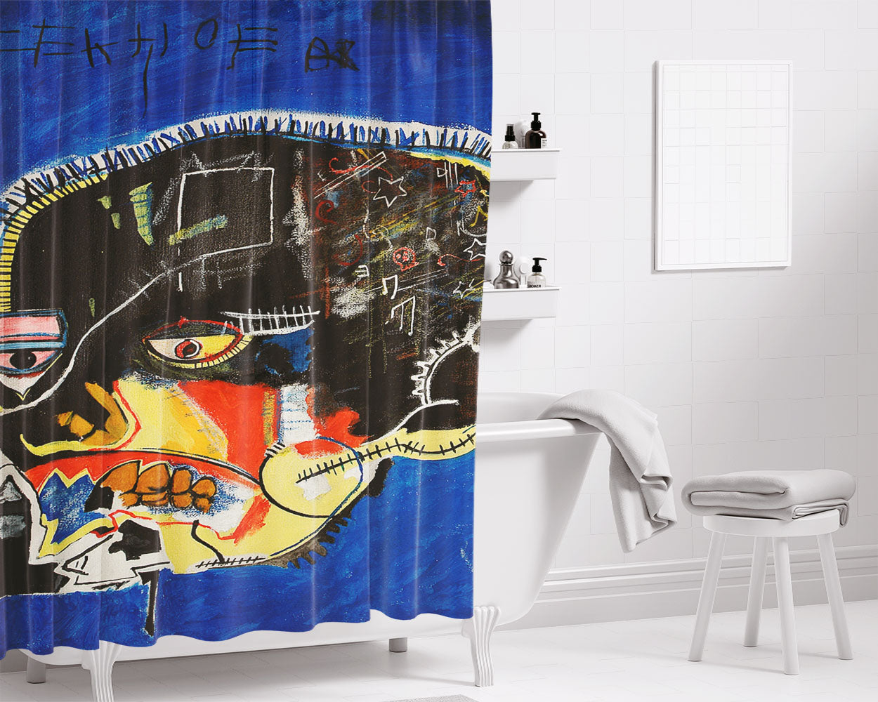 Basquiat Canvas Art Bathroom Shower Curtain Fabric Waterproof | 66 X 72 Inch
