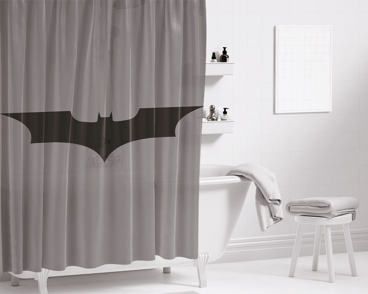 Bat Man Logo- Bathroom Shower Curtain Fabric Waterproof | 66 X 72 Inch