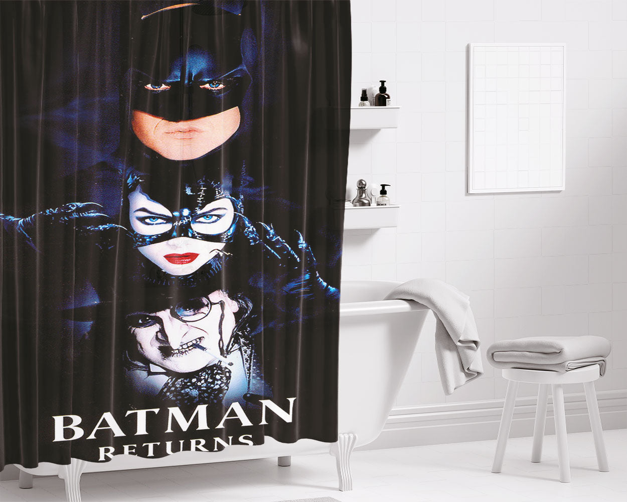 Bat Man Returns Dark Bathroom Shower Curtain Fabric Waterproof | 66 X 72 Inch