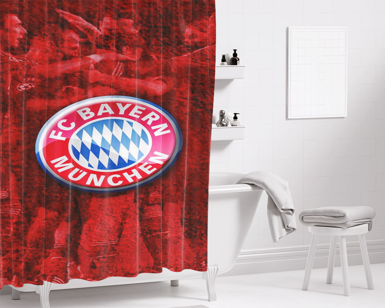 Bayer Munchen Bathroom Shower Curtain Fabric Waterproof | 66 X 72 Inch