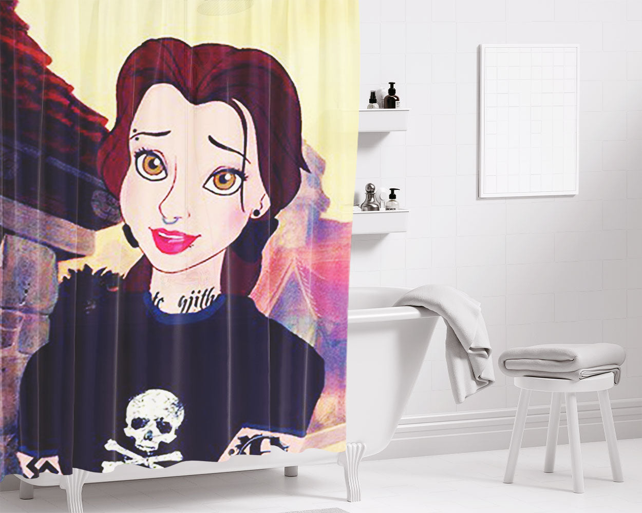 Belle Punk Bathroom Shower Curtain Fabric Waterproof | 66 X 72 Inch