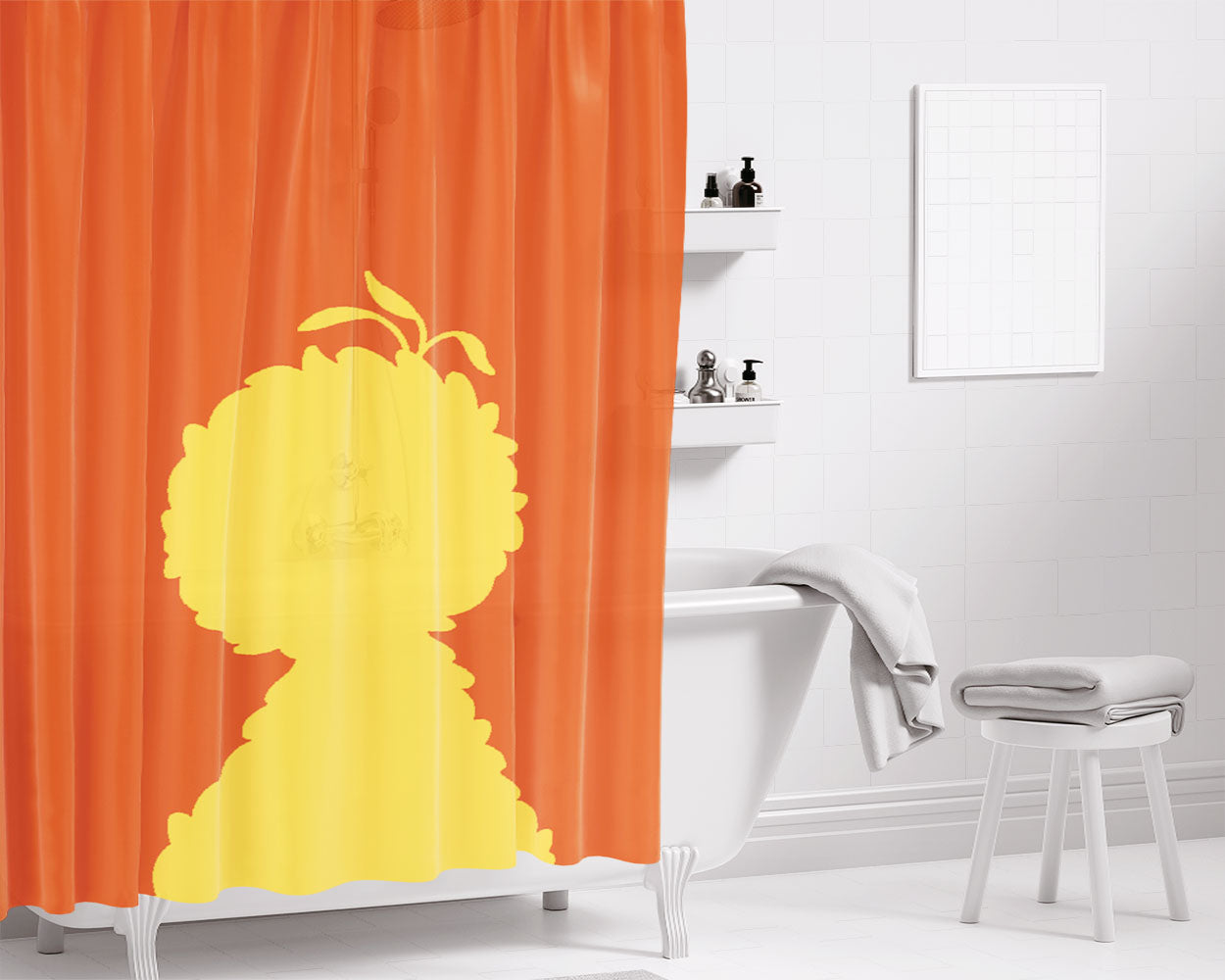 Big Bird Minima Bathroom Shower Curtain Fabric Waterproof | 66 X 72 Inch