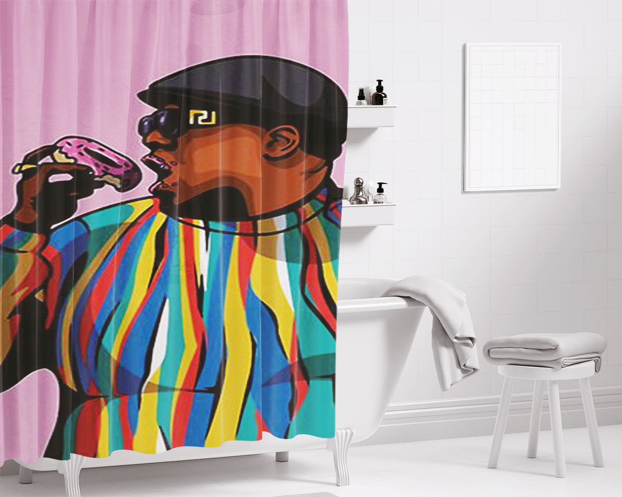 Biggie Bathroom Shower Curtain Fabric Waterproof | 66 X 72 Inch