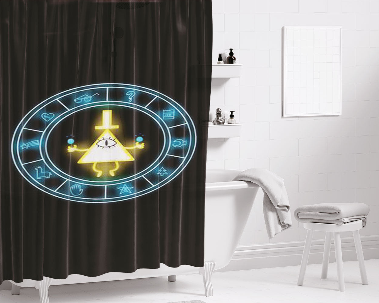 Bill Cipher Wheel Bathroom Shower Curtain Fabric Waterproof | 66 X 72 Inch