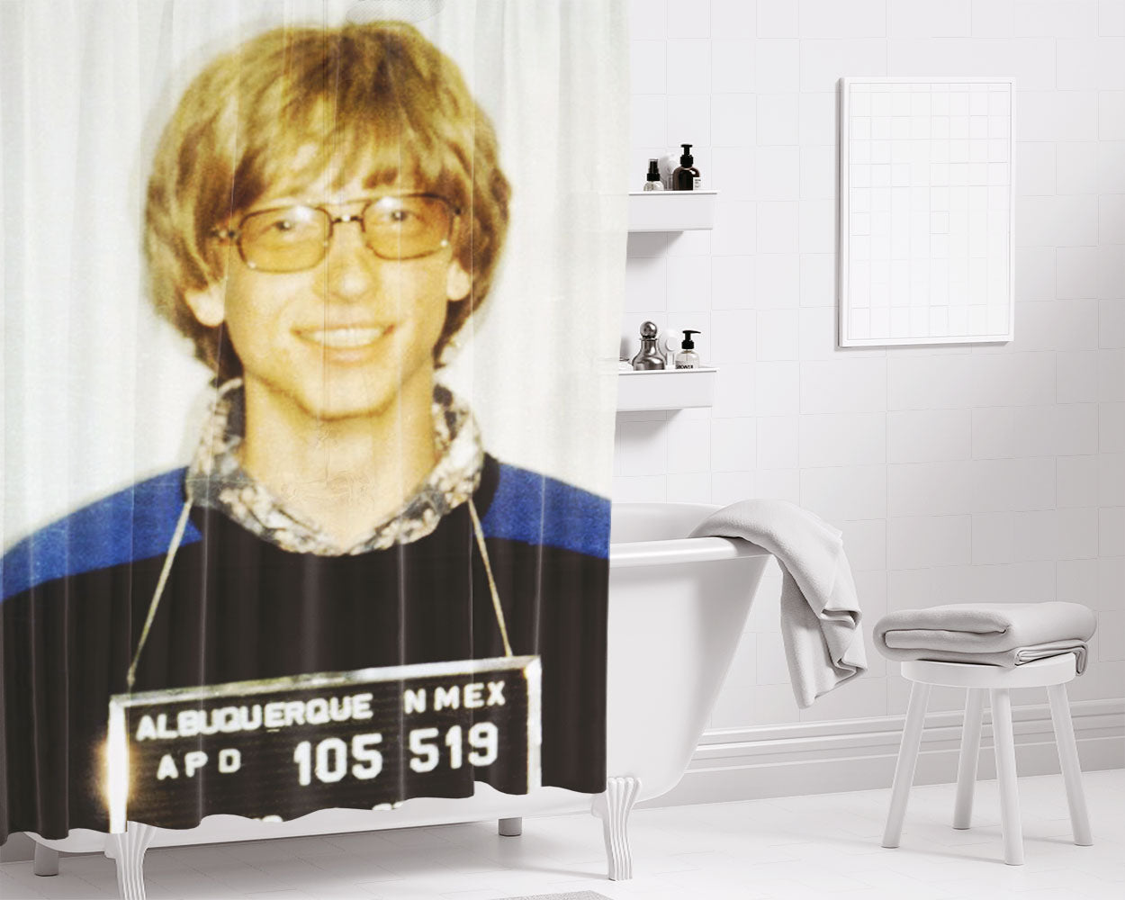 Bill Gates Bathroom Shower Curtain Fabric Waterproof | 66 X 72 Inch
