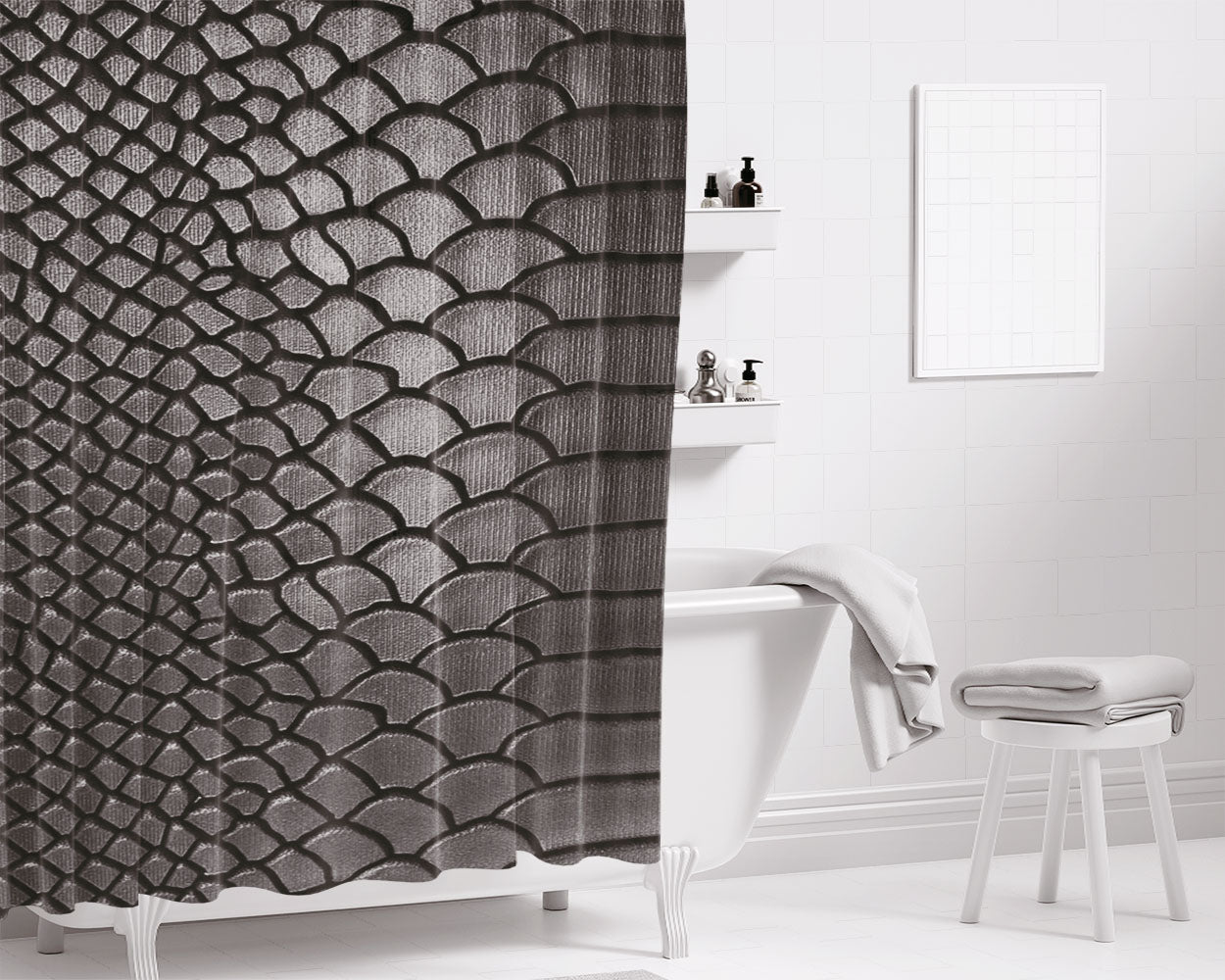 Black Snake Cobra Skin Bathroom Shower Curtain Fabric Waterproof | 66 X 72 Inch