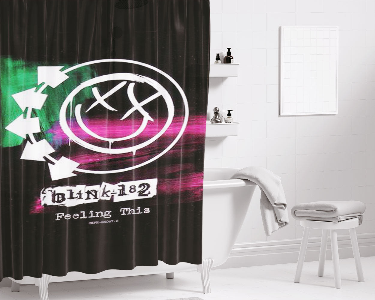 Blink 182 Band Bathroom Shower Curtain Fabric Waterproof | 66 X 72 Inch