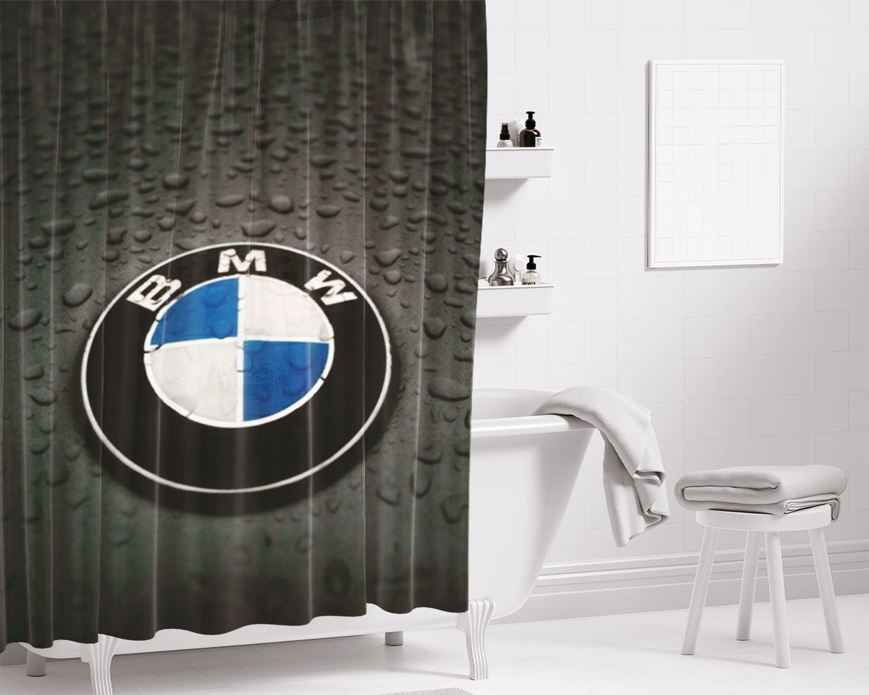 Bmw Logo Art Water Bathroom Shower Curtain Fabric Waterproof | 66 X 72 Inch