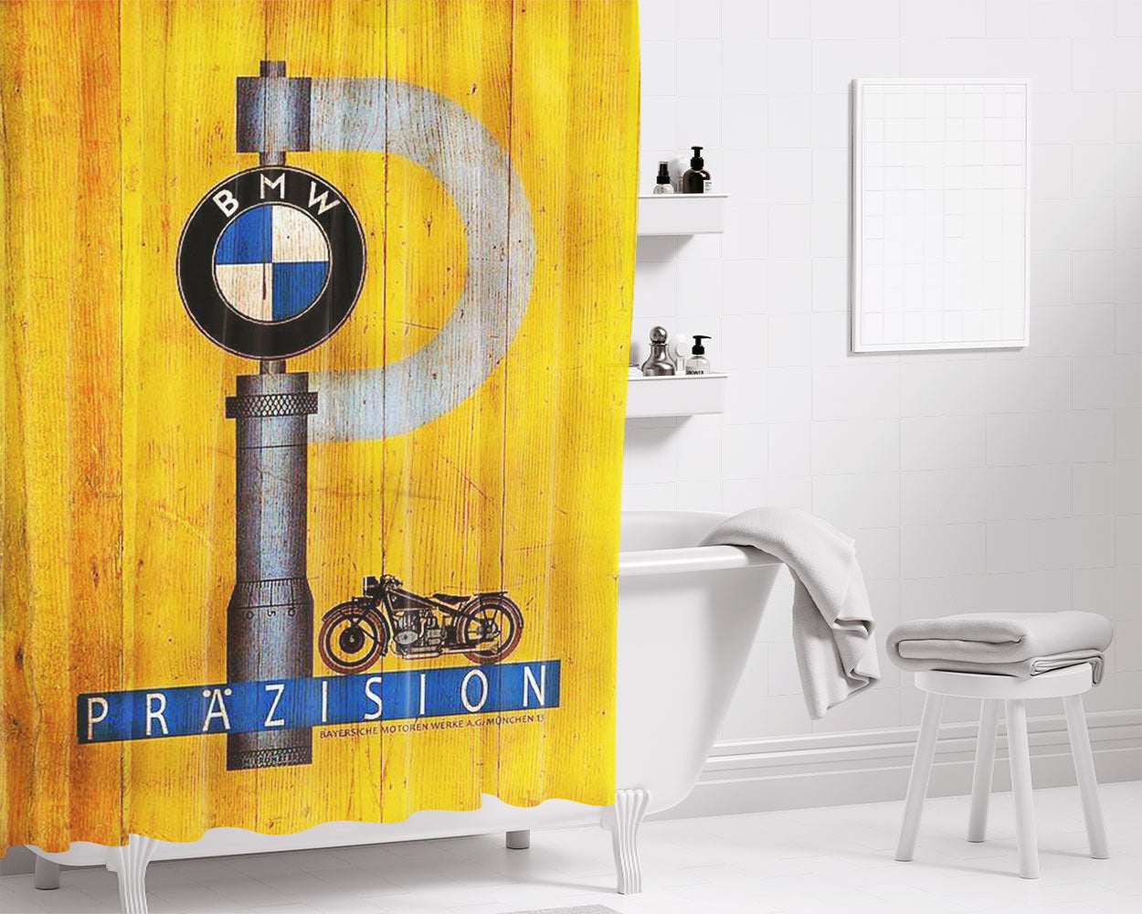 Bmw Prazision Bathroom Shower Curtain Fabric Waterproof | 66 X 72 Inch