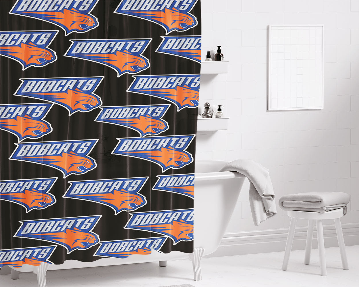 Bobcats Nba Basket Ball Bathroom Shower Curtain Fabric Waterproof | 66 X 72 Inch