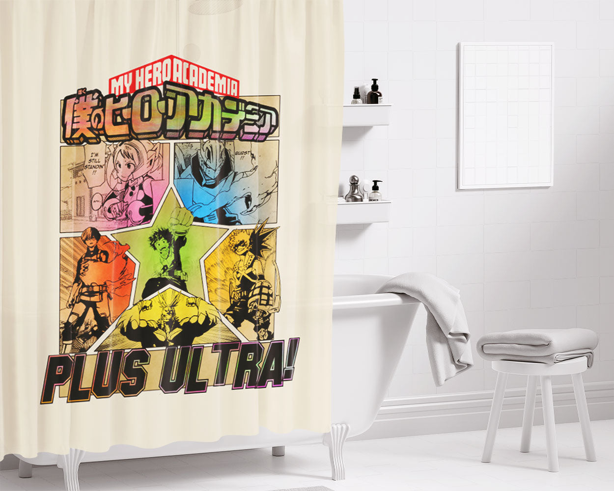 Boku No Hero Page Bathroom Shower Curtain Fabric Waterproof | 66 X 72 Inch