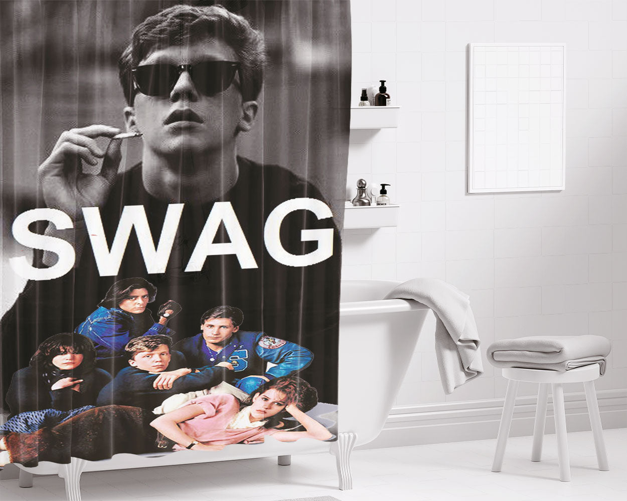 Breakfast Club Swag Bathroom Shower Curtain Fabric Waterproof | 66 X 72 Inch