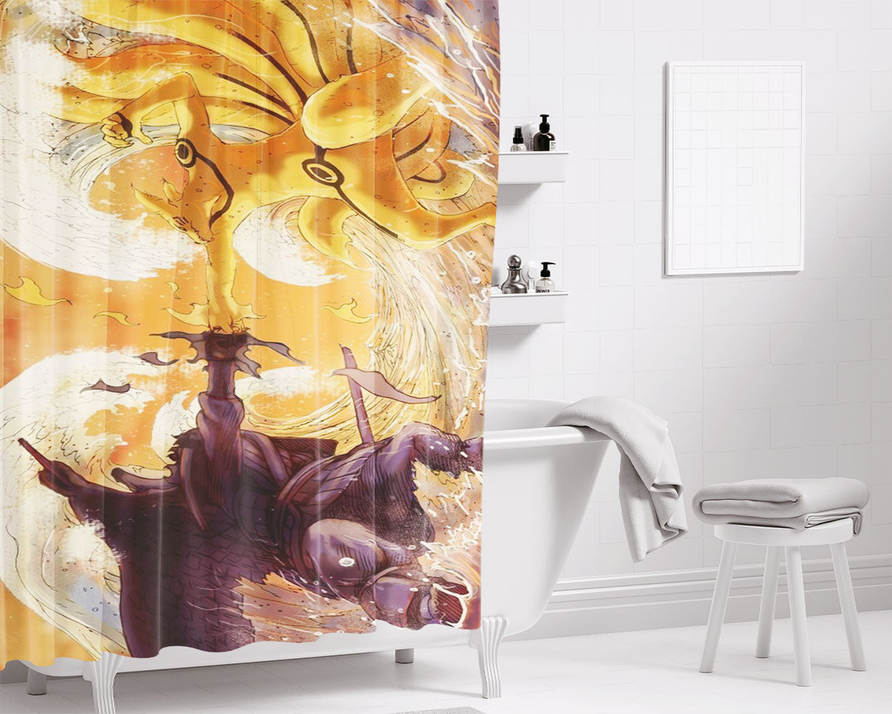 Kurama X Susanoo Wallpaper Bathroom Shower Curtain Fabric Waterproof | 66 X 72 Inch