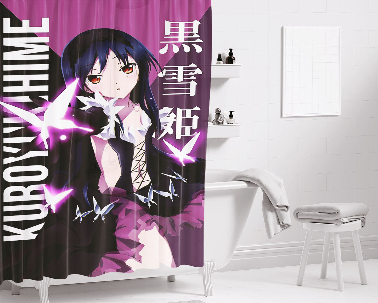 Kuroyukihime Cosplay Bathroom Shower Curtain Fabric Waterproof | 66 X 72 Inch