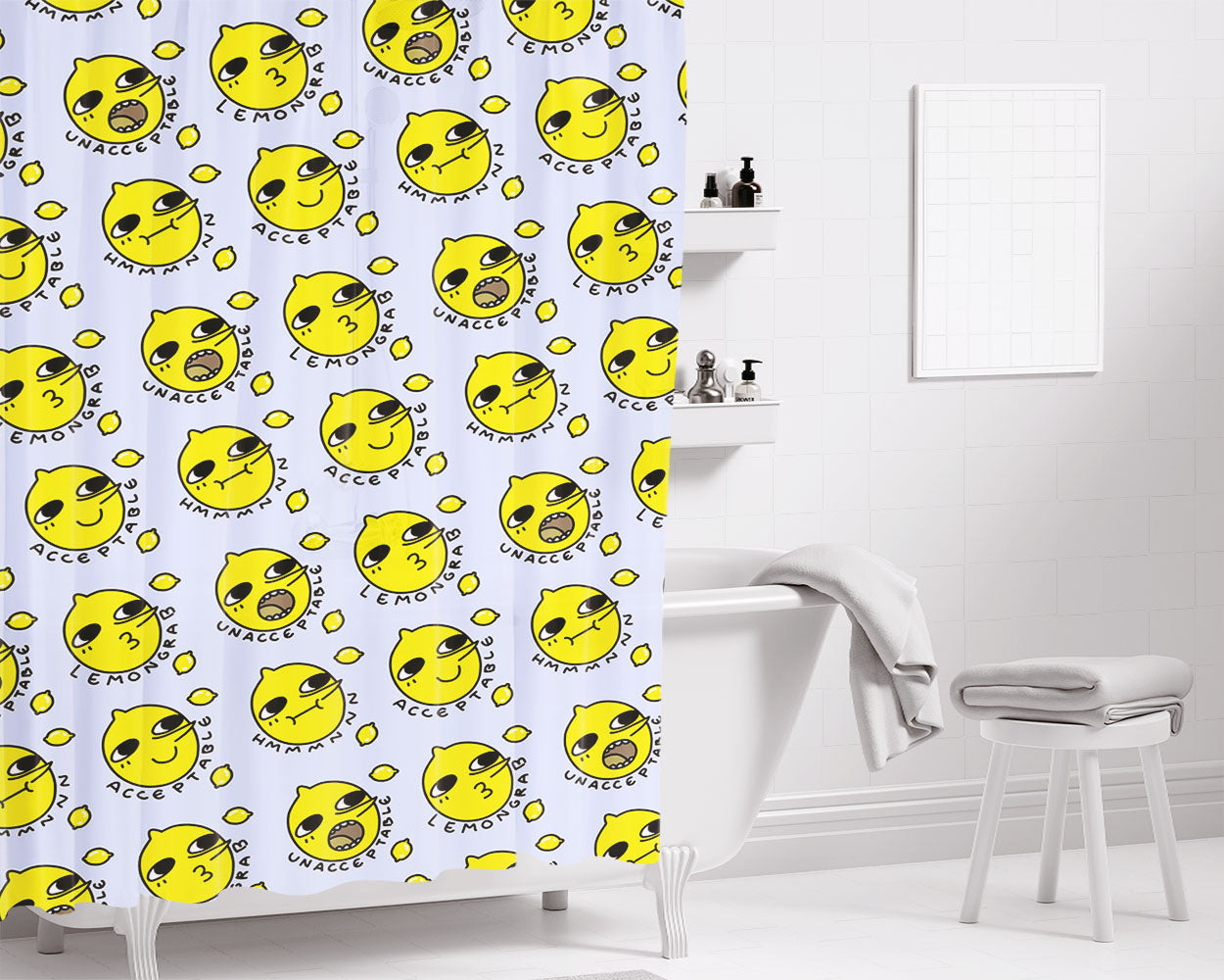 Lemongrab Pat Bathroom Shower Curtain Fabric Waterproof | 66 X 72 Inch