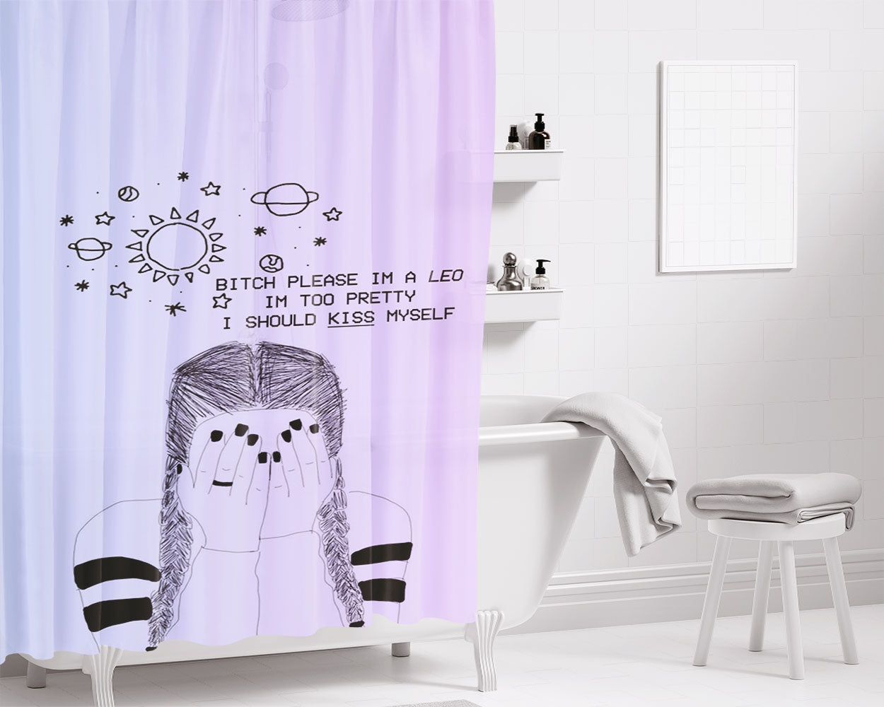 Leo Girl August Bathroom Shower Curtain Fabric Waterproof | 66 X 72 Inch