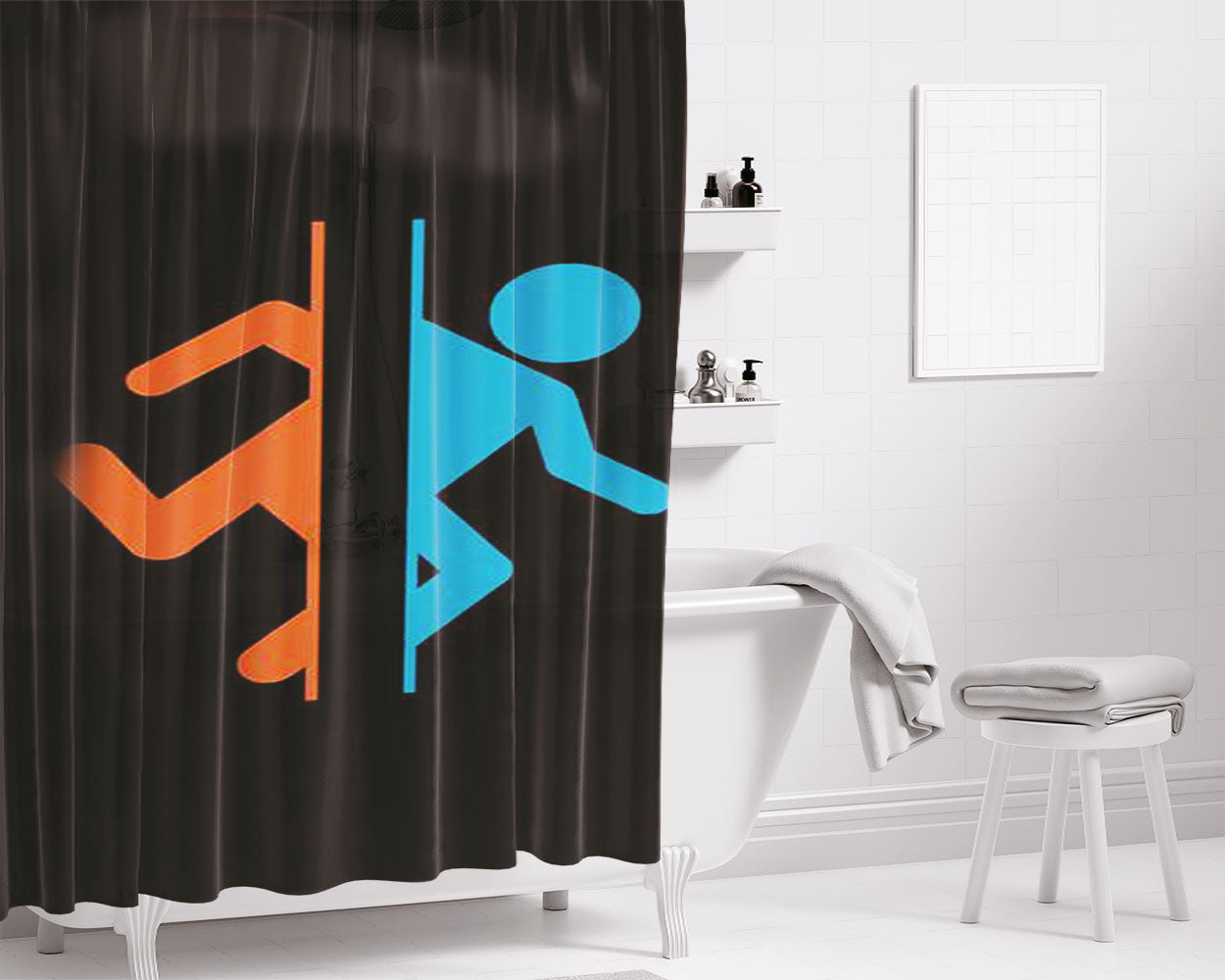 Lets Jump And Slamdunk On Galaxy Bathroom Shower Curtain Fabric Waterproof | 66 X 72 Inch