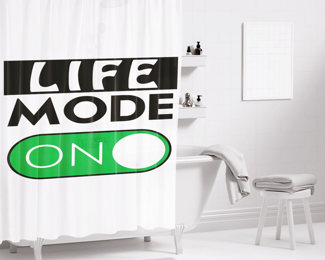 Life Mode On Bathroom Shower Curtain Fabric Waterproof | 66 X 72 Inch