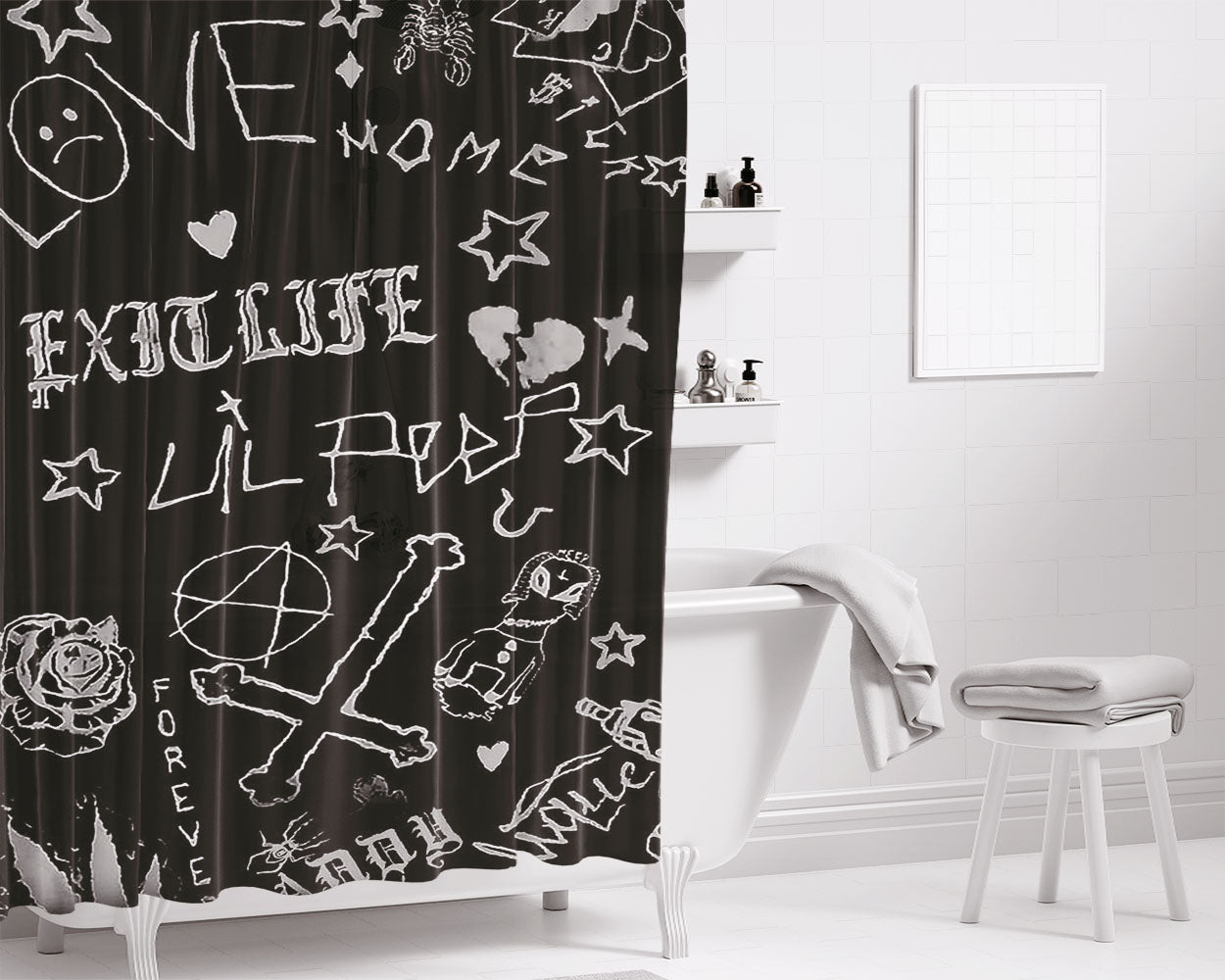 Lil P Bathroom Shower Curtain Fabric Waterproof | 66 X 72 Inch