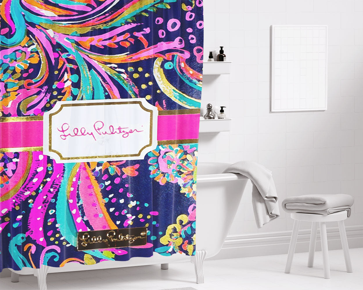 Lilly Pulitzer Bathroom Shower Curtain Fabric Waterproof | 66 X 72 Inch
