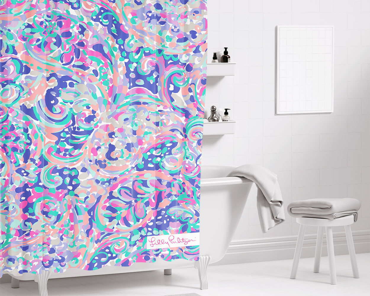 Lilly Pulitzer Cute Bathroom Shower Curtain Fabric Waterproof | 66 X 72 Inch