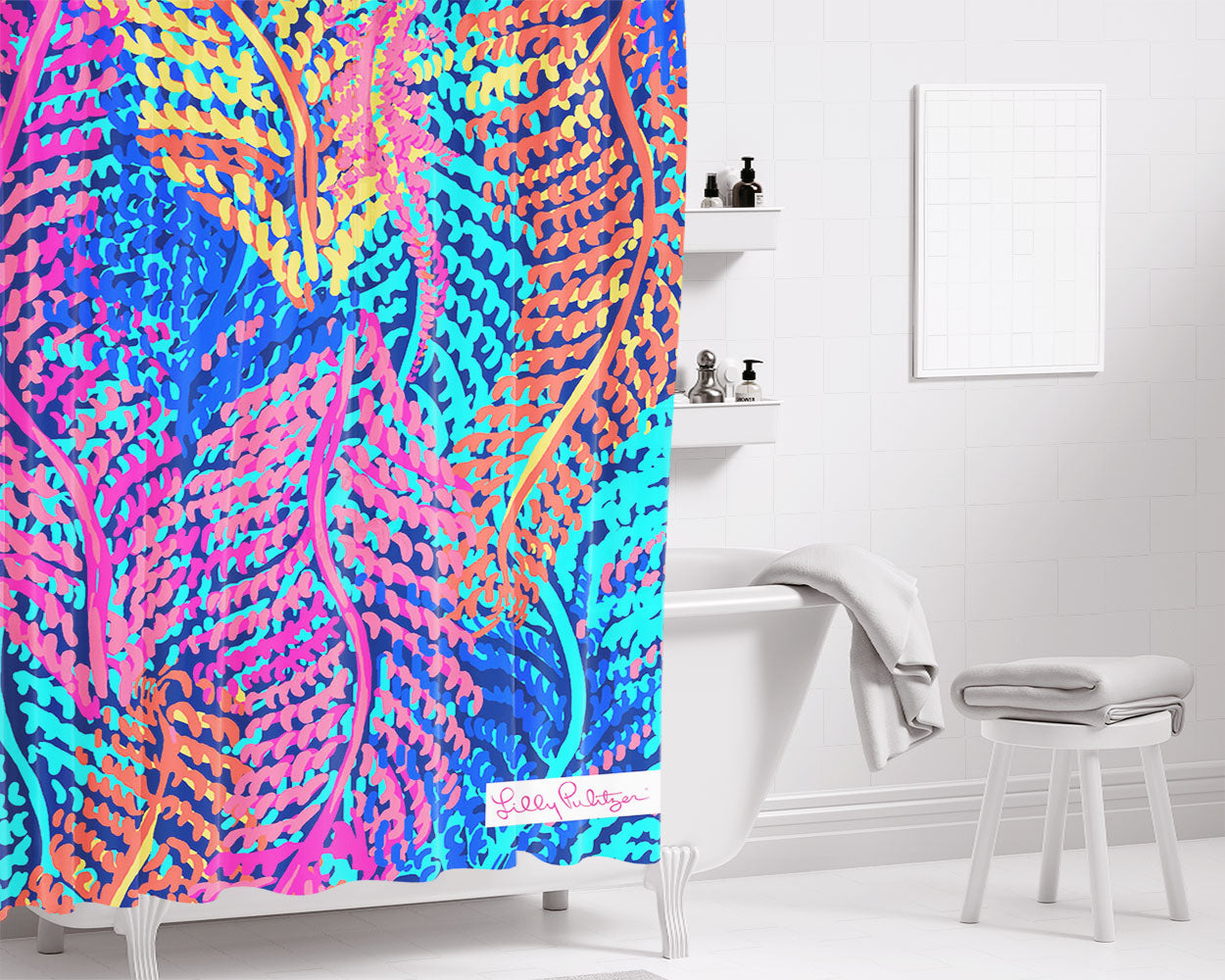 Lilly Pulitzer Electric Bathroom Shower Curtain Fabric Waterproof | 66 X 72 Inch