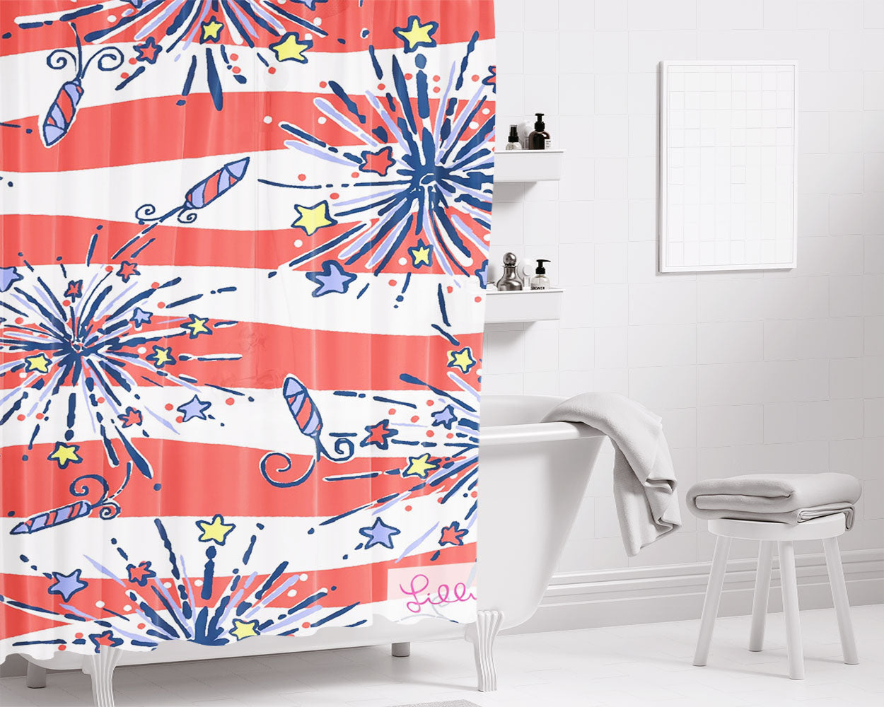 Lilly Pulitzer July Bathroom Shower Curtain Fabric Waterproof | 66 X 72 Inch