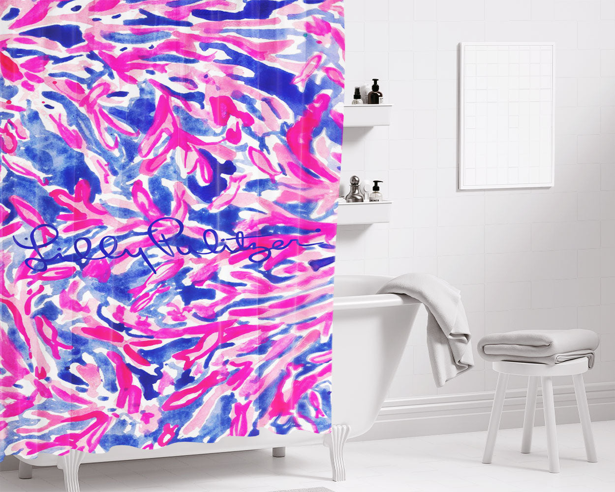 Lilly Pulitzer Logo Bathroom Shower Curtain Fabric Waterproof | 66 X 72 Inch