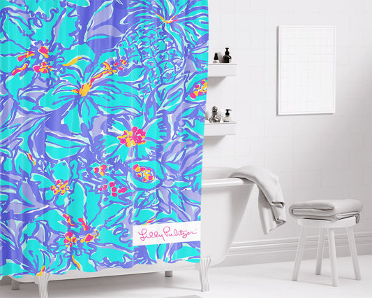 Lilly Pulitzer Mai Bathroom Shower Curtain Fabric Waterproof | 66 X 72 Inch
