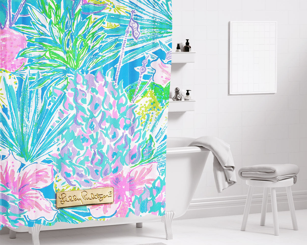 Lilly Pulitzer Multi Swizzle In Sf Bathroom Shower Curtain Fabric Waterproof | 66 X 72 Inch