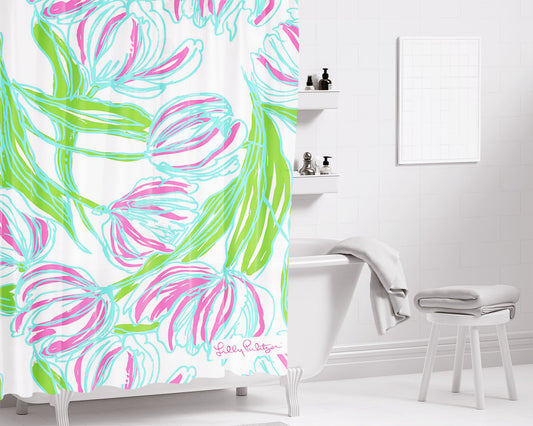 Lilly Pulitzer Ring The Bellboy Bathroom Shower Curtain Fabric Waterproof | 66 X 72 Inch