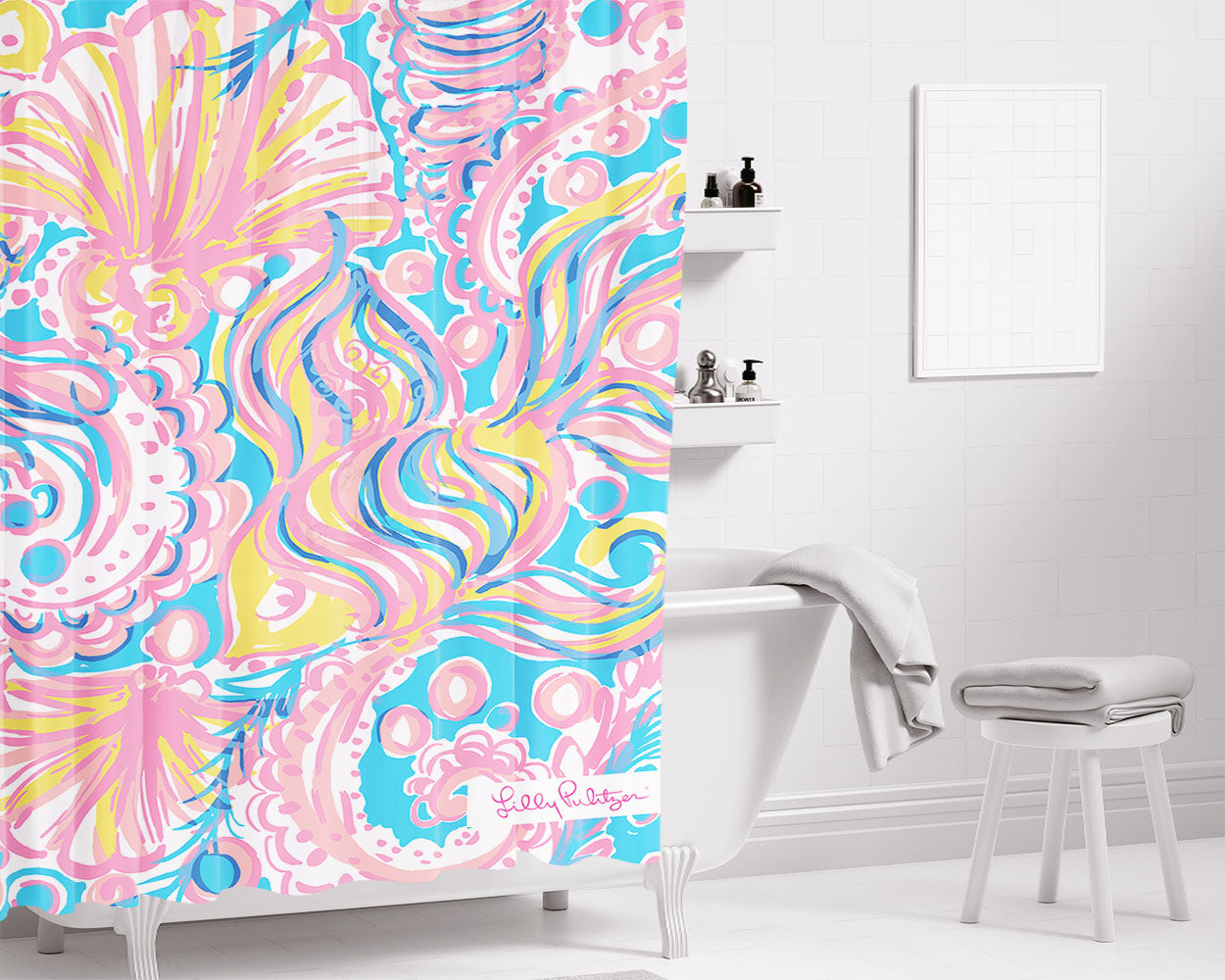 Lilly Pulitzer Summer Sh Bathroom Shower Curtain Fabric Waterproof | 66 X 72 Inch