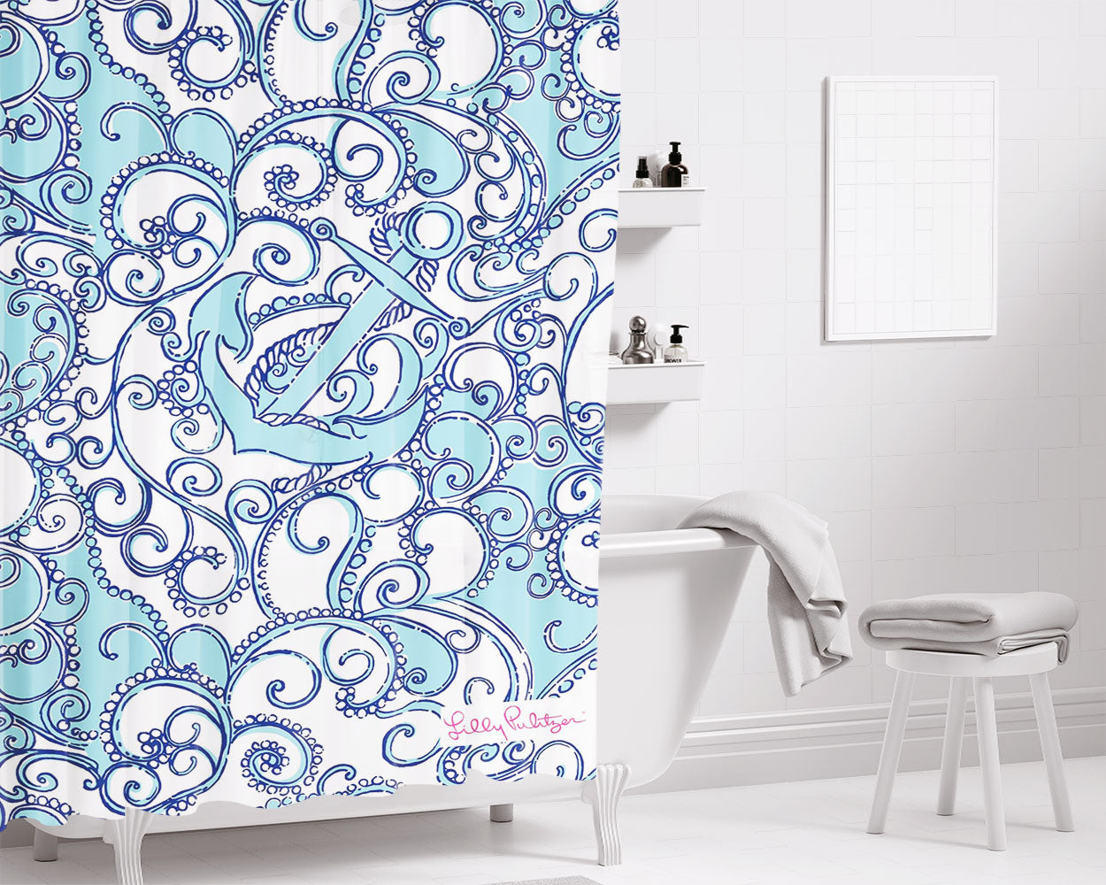 Lilly Pulitzer Summer Shape Up Or Ship Bathroom Shower Curtain Fabric Waterproof | 66 X 72 Inch
