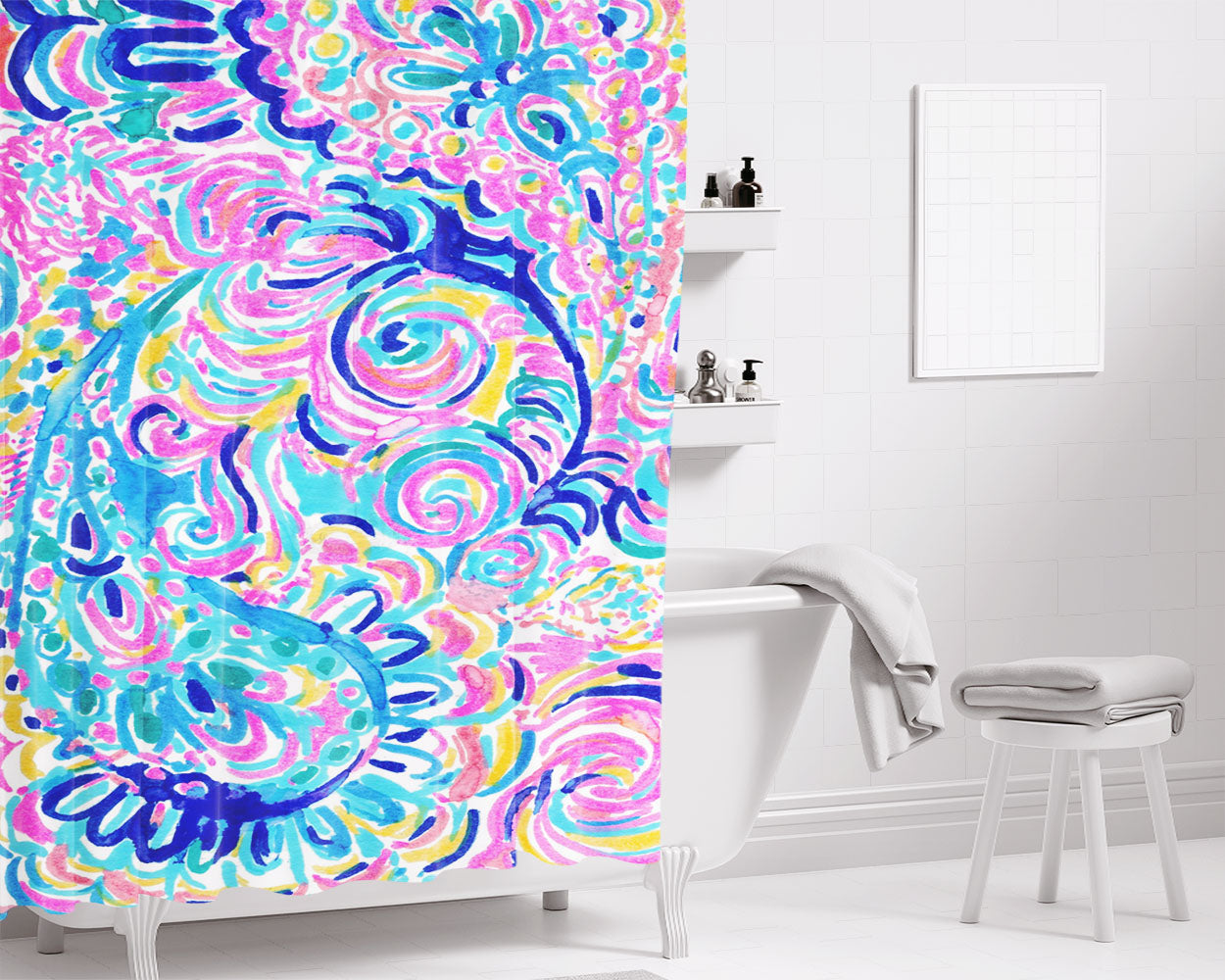 Lilly Pulitzer Sunshine Summer Bathroom Shower Curtain Fabric Waterproof | 66 X 72 Inch