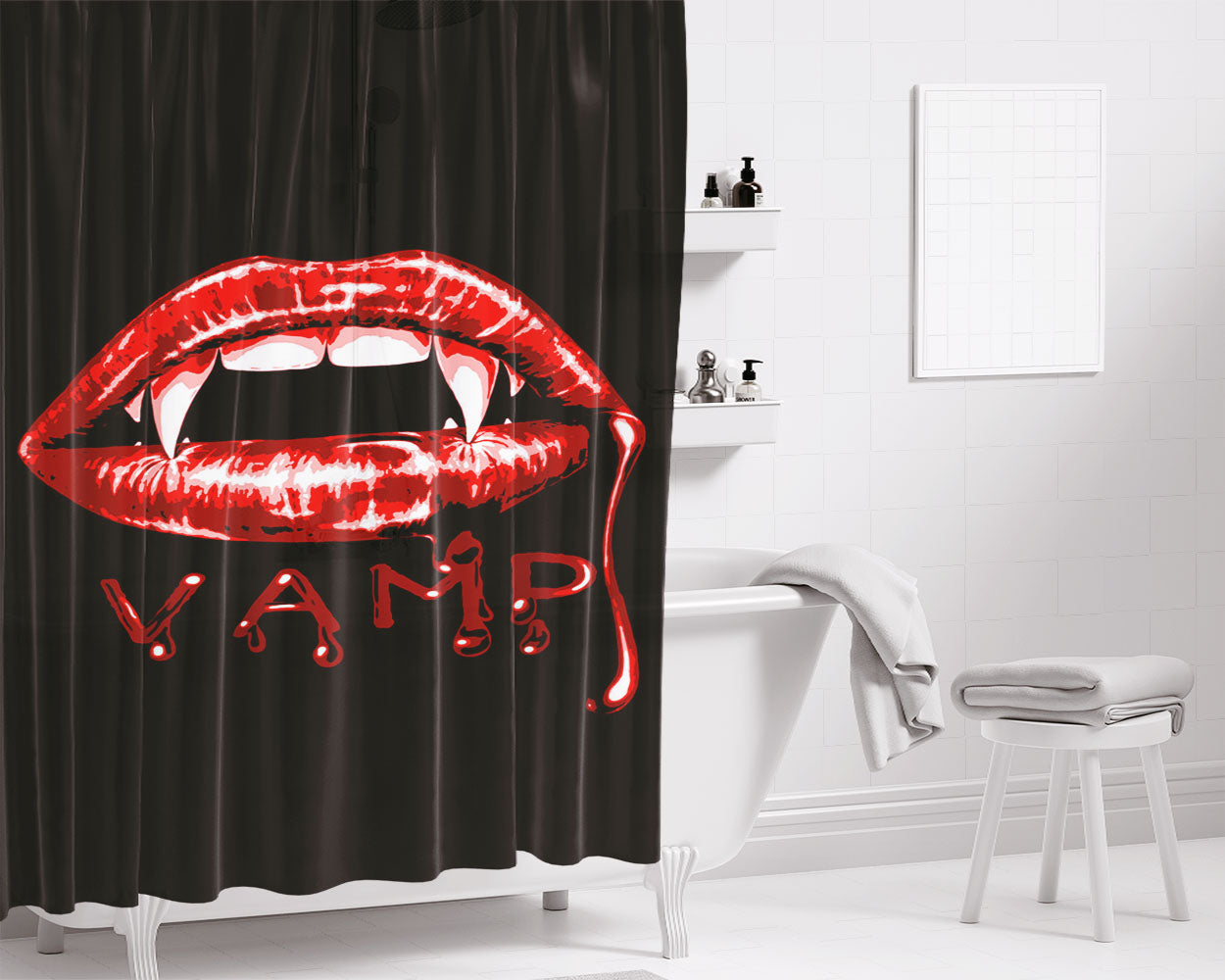 Lips Vamps Bathroom Shower Curtain Fabric Waterproof | 66 X 72 Inch
